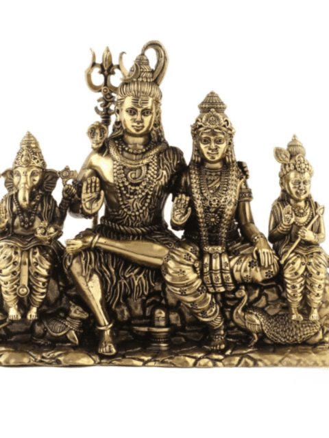 Brass Shiv Parivar Statue – Divine Lord Shiva Family Idol for Puja