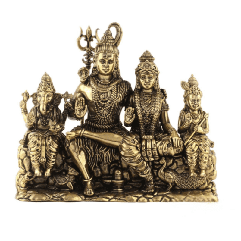 Brass Shiv Parivar Statue – Divine Lord Shiva Family Idol for Puja