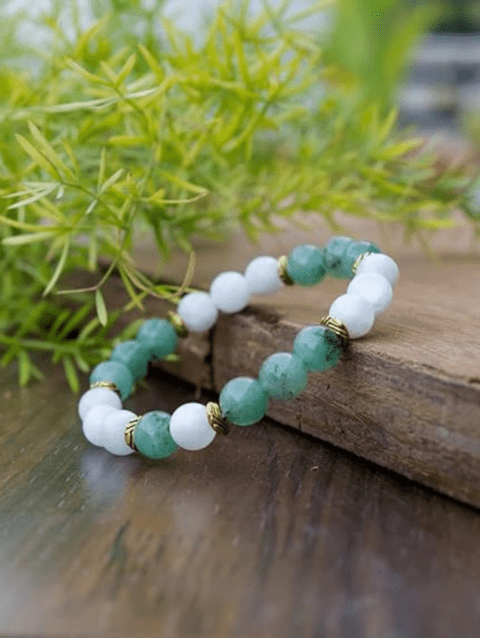 Green Jade and White Beads