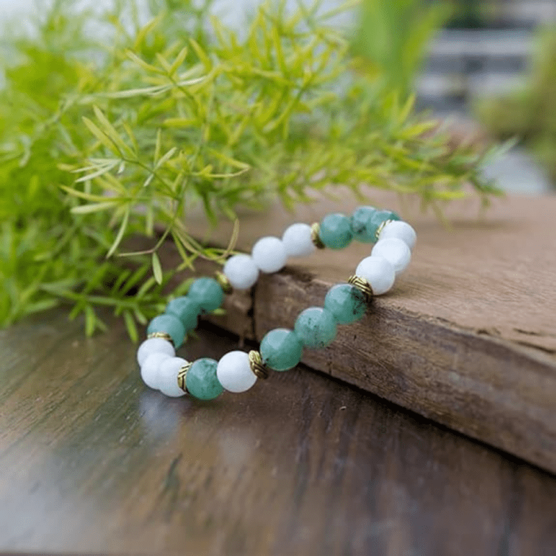 Green Jade and White Beads