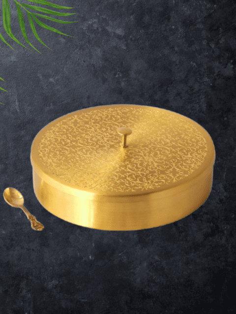 Brass Spice Box with Spoon