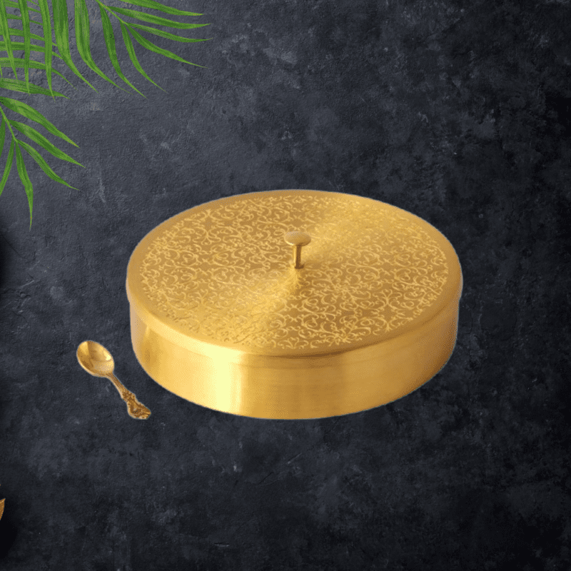 Brass Spice Box with Spoon