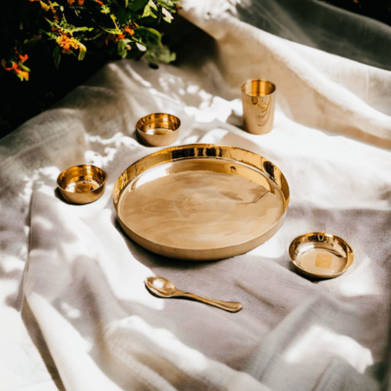 Brass thali set