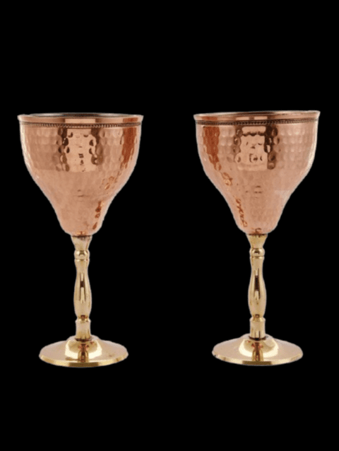 Hammered Brass Wine Glass